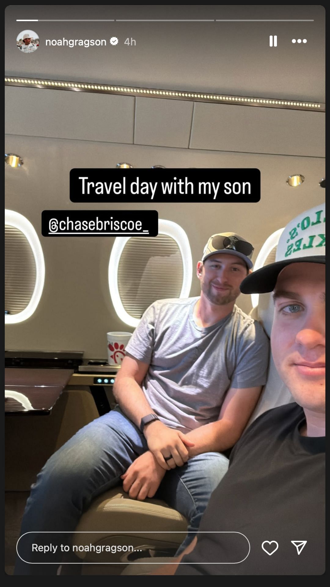 Noah Gragson's Instagram story - Source: @noahgragson on IG
